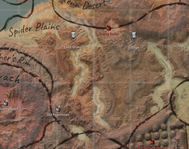 Spider Plains Map Locations